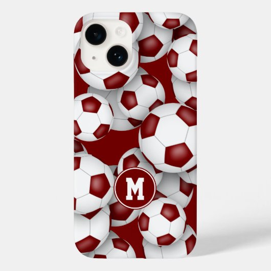 マルーンの白いサッカーチームの色のスポーツパターン Case-Mate iPhoneケース (裏面)