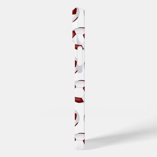 マルーンの白いサッカーボールのモノグラムの模様 Case-Mate iPhoneケース (裏面 / 左)