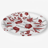 マルーンの白いサッカーボール星の誕生日 ペーパープレート (アングル)