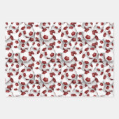 マルーンの白いサッカーボール調整スポーツセット ラッピングペーパーシート (正面)