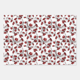 マルーンの白いサッカーボール調整スポーツセット ラッピングペーパーシート