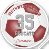 マルーンの白いチームは贈り物サッカーボールを彩る シール (正面)