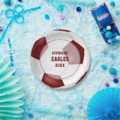 マルーンの白いチームカラーのサッカー ペーパープレート (パーティー)