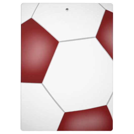 マルーンの白いチームカラーのパーソナライズされたサッカーコーチ クリップボード (裏面)