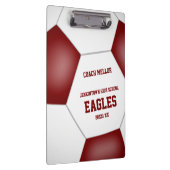 マルーンの白いチームカラーのパーソナライズされたサッカーコーチ クリップボード (右)