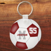 マルーンの白いチームカラー男の子の子のスポーツサッカー キーホルダー (裏面)
