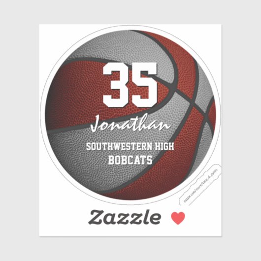 マルーンの白いバスケットボールチームのギフト子供へ シール (シート)