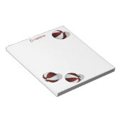 マルーンの白いバスケット名前をカスタムする ノートパッド (アングル)