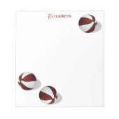 マルーンの白いバスケット名前をカスタムする ノートパッド (正面)