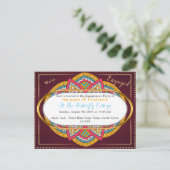 マルーンの背景にマンダラ インビテーションポストカード (スタンド正面)
