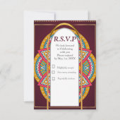 マルーンの背景にマンダラ 出欠カード (正面)