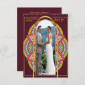 マルーンの背景にマンダラ 出欠カード (正面/裏面)