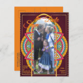 マルーンの背景にマンダラ 案内ポストカード (正面/裏面)