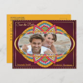 マルーンの背景にマンダラ 案内ポストカード (正面/裏面)