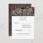 マルーンの花素朴列ライトウェディングRSVP 出欠カード (正面/裏面)