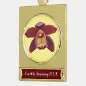 マルーンの蘭I美しい赤フローラ ゴールドプレートバナーオーナメント (左)