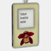 マルーンの蘭I美しい赤フローラ シルバープレートフレームオーナメント (右)