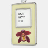 マルーンの蘭I美しい赤フローラ シルバープレートフレームオーナメント (左)