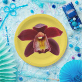 マルーンの蘭I美しい赤フローラ ペーパープレート (パーティー)