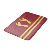 マルーンの金ゴールドストライプと足グラフィックモダン バスマット (アングル)