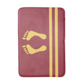 マルーンの金ゴールドストライプと足グラフィックモダン バスマット (正面縦)