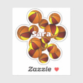 マルーンの金ゴールドチームの色バスケットの子供の名前 シール (シート)