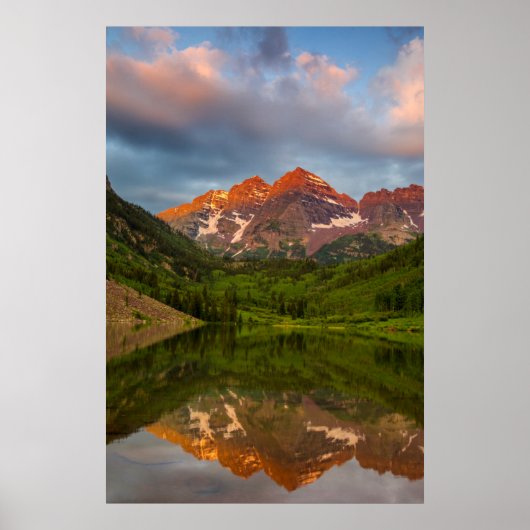 マルーンの鐘が穏やかなマルーン湖に反射3 ポスター (正面)