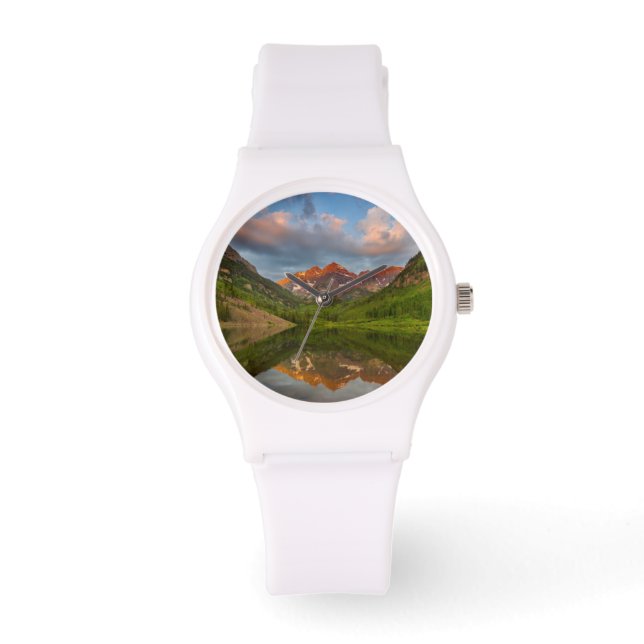 マルーンの鐘が穏やかなマルーン湖に反映2 腕時計 (正面)