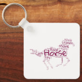 マルーンの馬ユニーク語クラウドデザイン キーホルダー (正面)