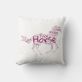 マルーンの馬ユニーク語クラウドデザイン クッション