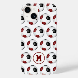 マルーンの黒いサッカーボールモノグラムの模様 Case-Mate iPhone 14ケース