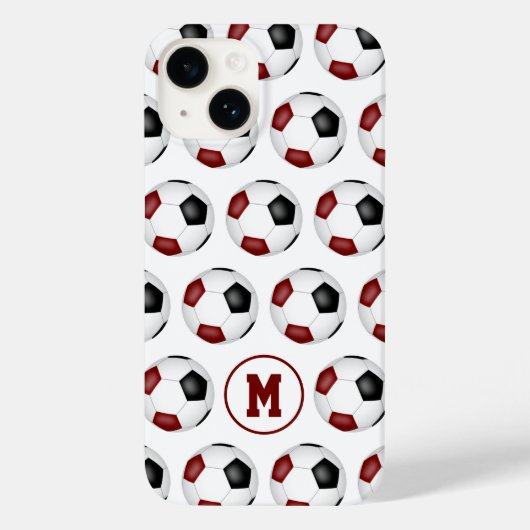 マルーンの黒いサッカーボールモノグラムの模様 Case-Mate iPhoneケース (裏面)