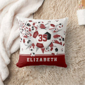 マルーンの黒いスポーツルーム女の子サッカーボール クッション (ブランケット)