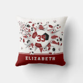 マルーンの黒いスポーツルーム女の子サッカーボール クッション (裏面)