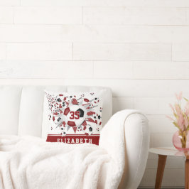 マルーンの黒いスポーツルーム女の子サッカーボール クッション