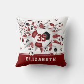 マルーンの黒いスポーツルーム女の子サッカーボール クッション (裏面)