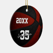 マルーンの黒いチームカラーはバスケットボールを守る セラミックオーナメント (右)