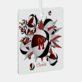 マルーンの黒いバスケットボールの星パーソナライズされた メタルオーナメント (正面右)