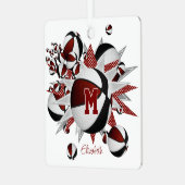 マルーンの黒いバスケットボールの星パーソナライズされた メタルオーナメント (正面左)