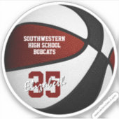 マルーンの黒いバスケットボールチームは女の子の男の子をカラー シール (正面)