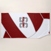 マルーンまたはANYチームカラーバレーパーソナライズされたボール ビーチタオル (正面)