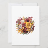 マルーンアンドイエローフローラブライダルシャワー 招待状 (裏面)