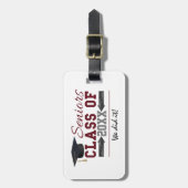 マルーンアンドグレータイポグラフィ卒業ギア ラゲッジタグ (正面縦)