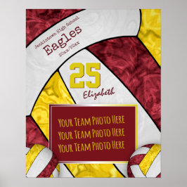 マルーンイエローガールズバレーボールチームの写真 ポスター