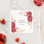 マルーンエレガントバラフローラグリーナリー誕生日 スタンダードカクテルナプキン (インサイチュ)