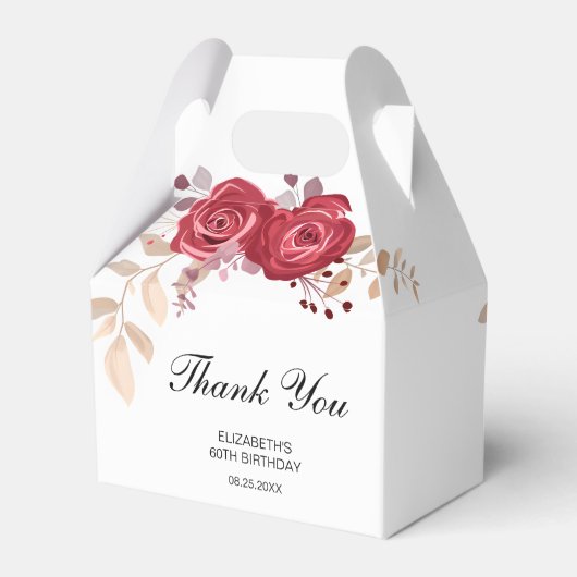 マルーンエレガントバラフローラグリーナリー誕生日 フェイバーボックス (裏面サイド)
