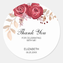 マルーンエレガントバラフローラグリーナリー誕生日 ラウンドシール