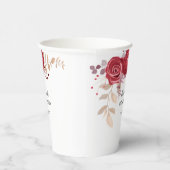 マルーンエレガントバラフローラグリーナリー誕生日 紙コップ (右)