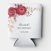 マルーンエレガントバラフローラグリーナリー誕生日 缶クーラー (正面)