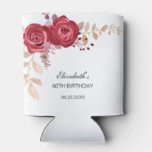 マルーンエレガントバラフローラグリーナリー誕生日 缶クーラー (裏面)